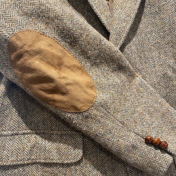 Vintage Brown Herringbone Harris Tweed Jacket - Picture 10 of 12